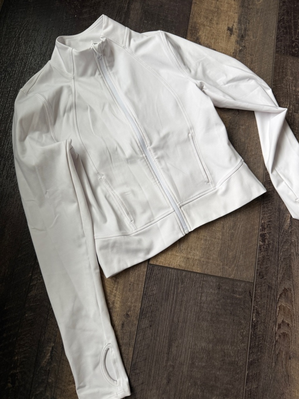 Yogalicious White Zip-Up Bomber Jacket